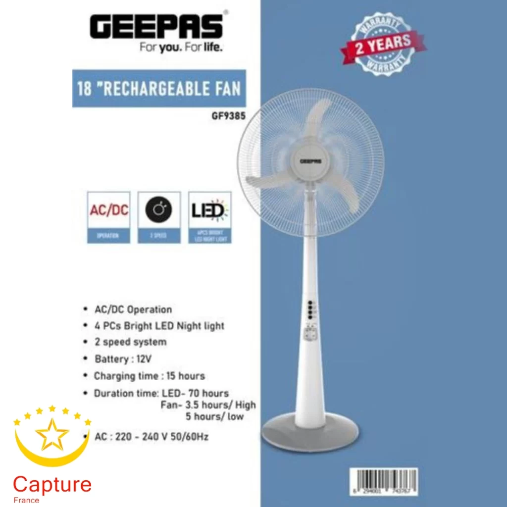 پنکه شارژی ایستاده جیپاس ۹۳۸۵