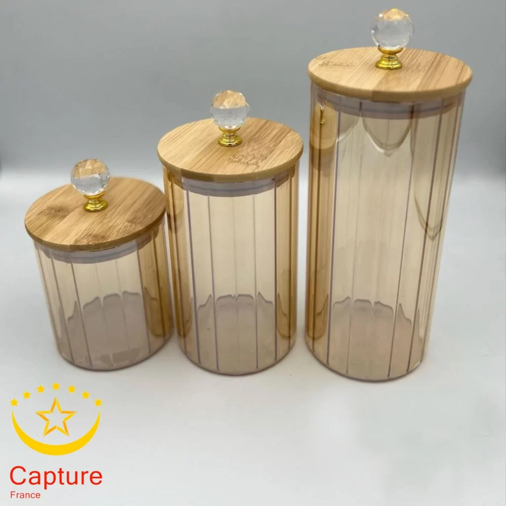 جا حبوباتی شیشه ای رنگ طلایی