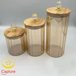 جا حبوباتی شیشه ای رنگ طلایی