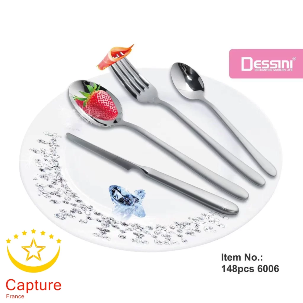 سرویس قاشق وچنگال دیسینی ۳۰نفره ۱۴۸ پارچ بدون چمدان کد 6006