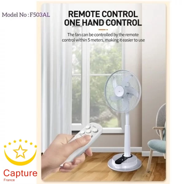 پنکه شارژی ایستاده دی پی مدل DP-F503AL سایز 16 اینچ | خنکای بی‌وقفه با طراحی مدرن