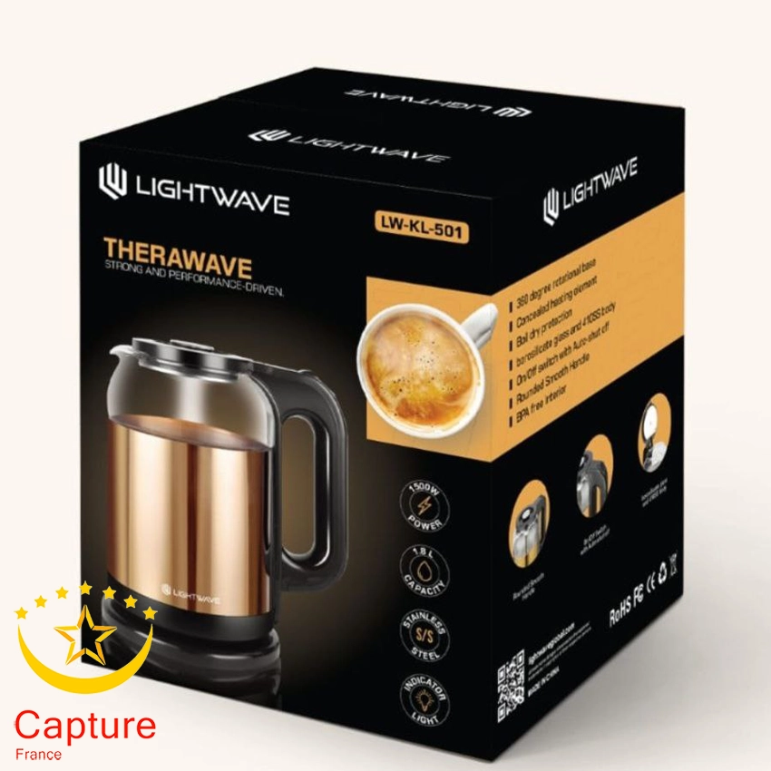 کتری برقی شیشه ای لایت ویو مدل LW-KL-501 – بهترین انتخاب برای جوش سریع آب در گنجایش ۲ لیتر