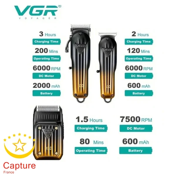 ست ماشین اصلاح وی جی آر مدل V-644