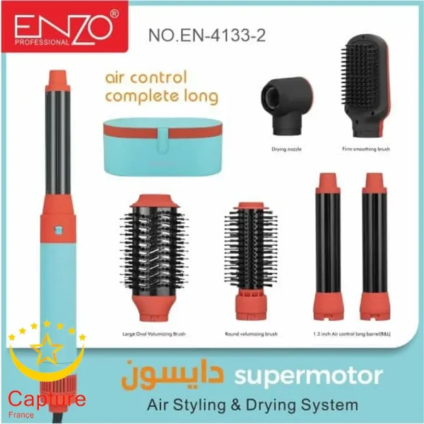 سشوار و استایلر مو انزو مدل EN-4133-2 رنگ فیروزه‌ای نارنجی